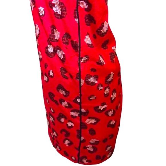 THE LIMITED Red Animal Print 3/4 Sleeve Shift Dress size L - Picture 10 of 14